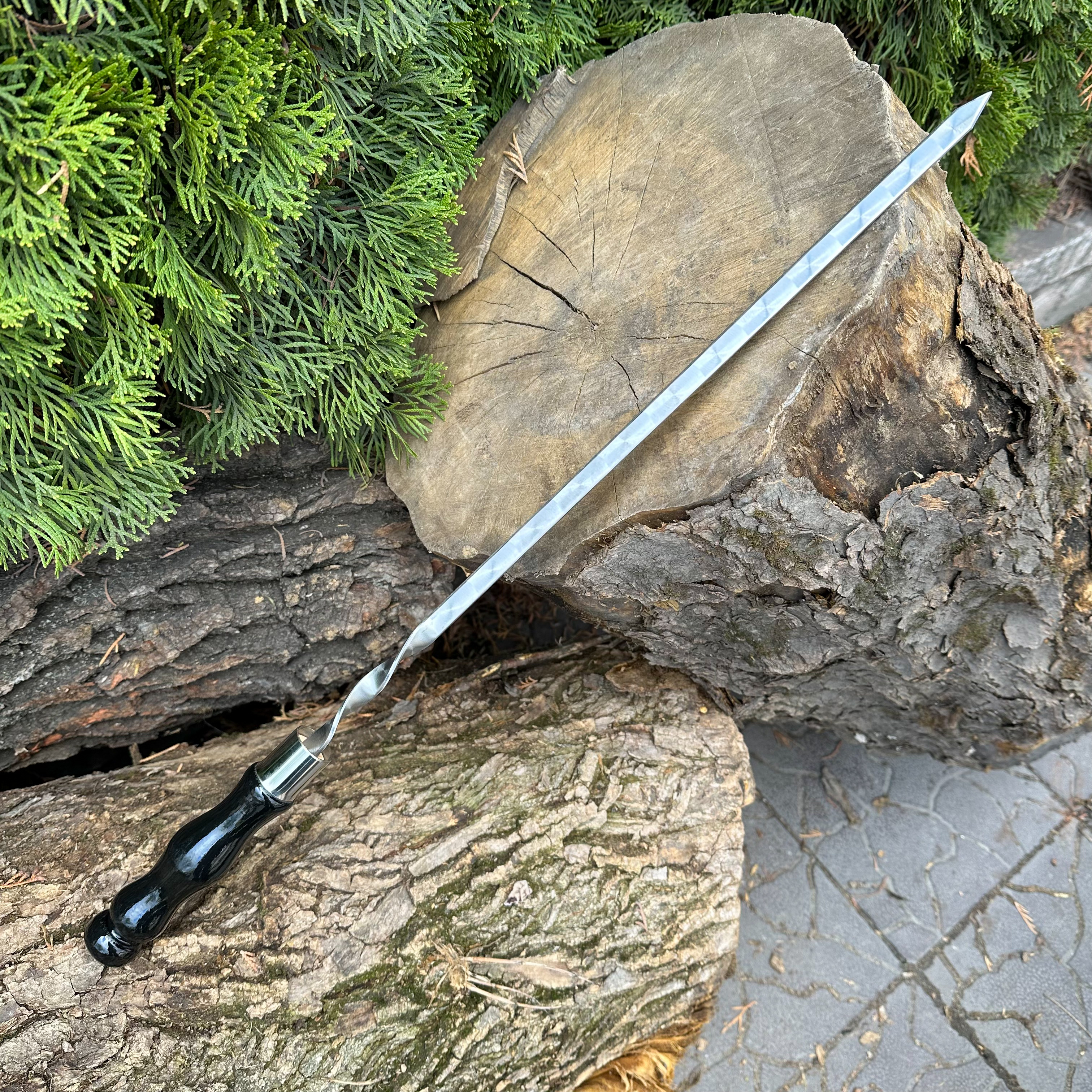 Шампур із дерев'яною ручкою 630х12х3мм темний