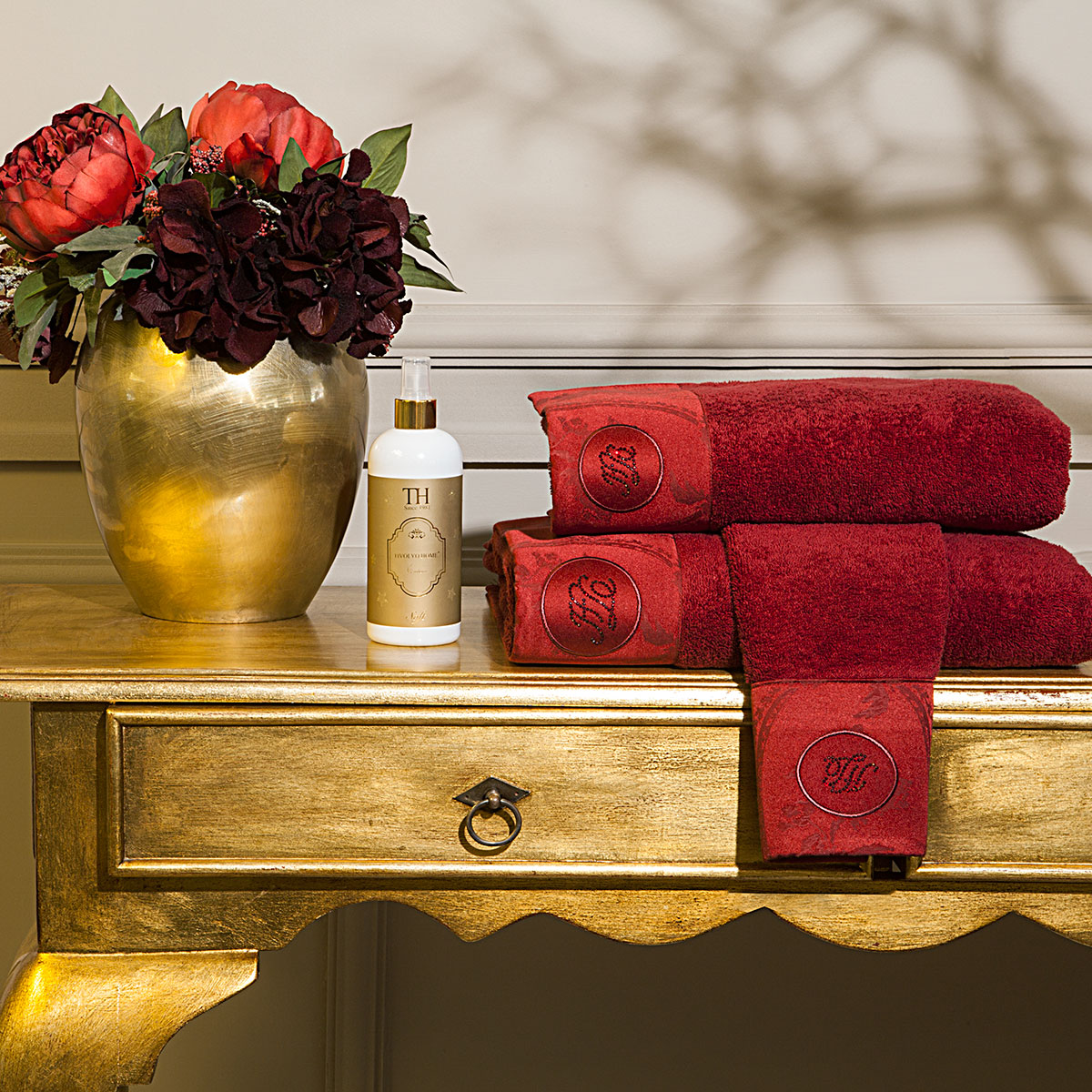 Банний комплект із трьох рушників плюс аромат для дому Bordeaux преміум бренду Tivolyo Home
