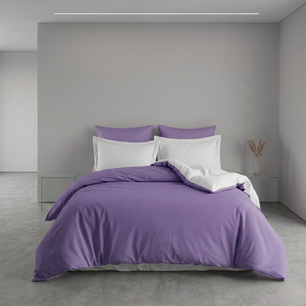 Постільна білизна з ранфорсу, колір Лаванда&Білий