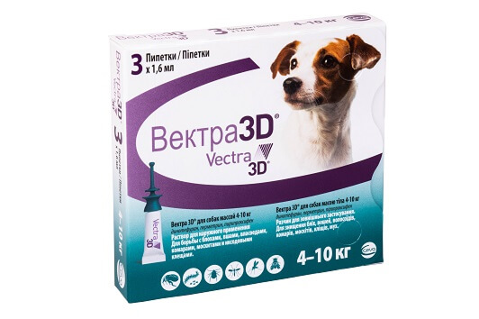 Краплі ВЕКТРА 3D інсектоакар. д/собак  4,1-10 кг 1,6 мл піп. №3