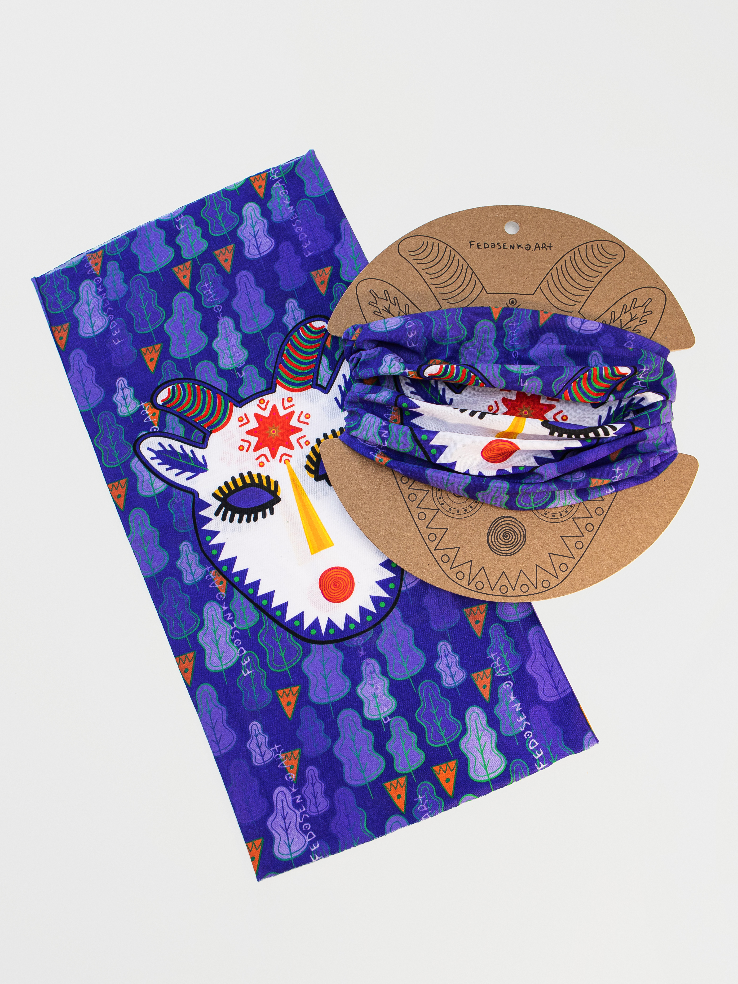 Баф “Коза синя” + картонна основа - вирізка маски Кози