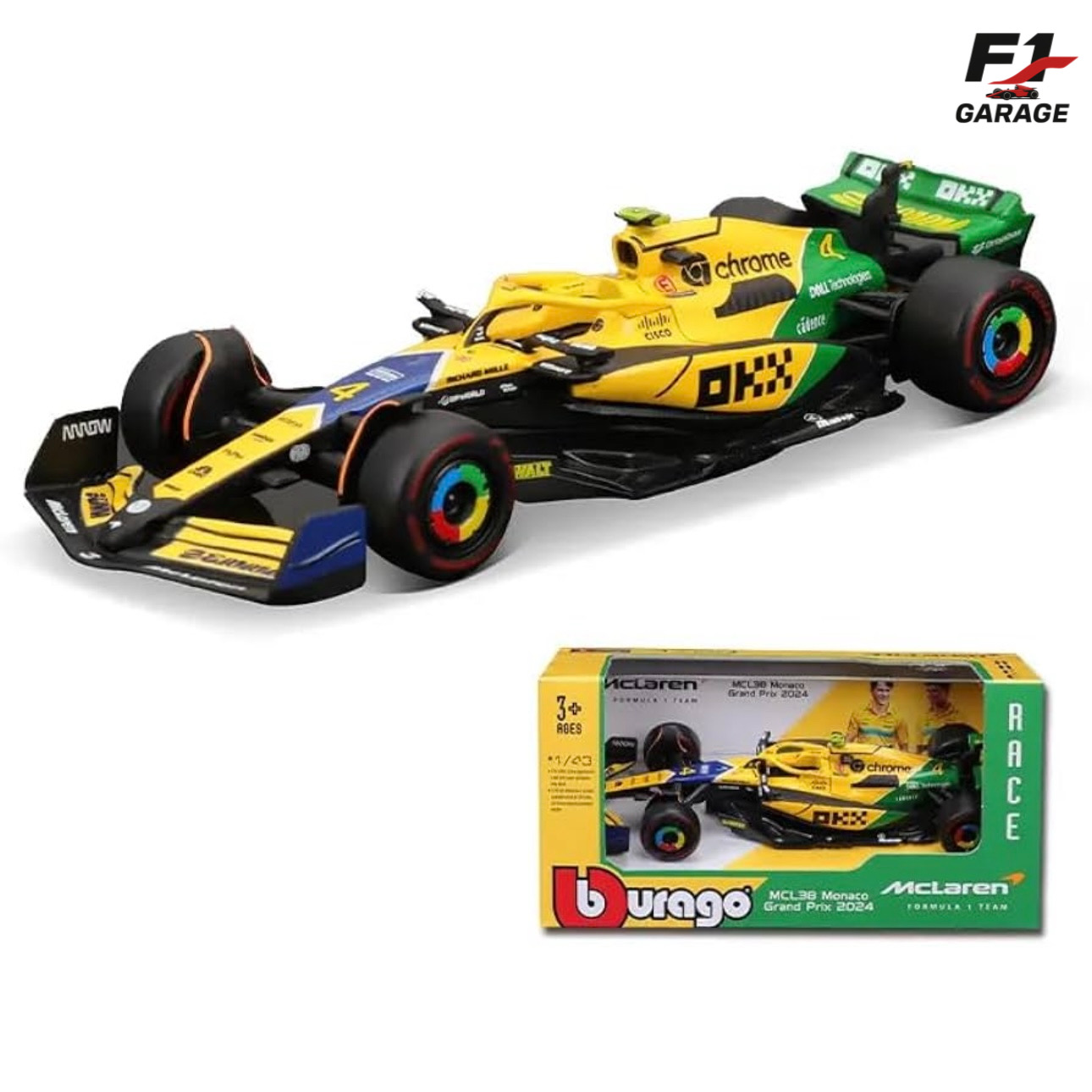 Burago McLaren MCL38 Lando Norris, 1:43, Monaco GP 2024