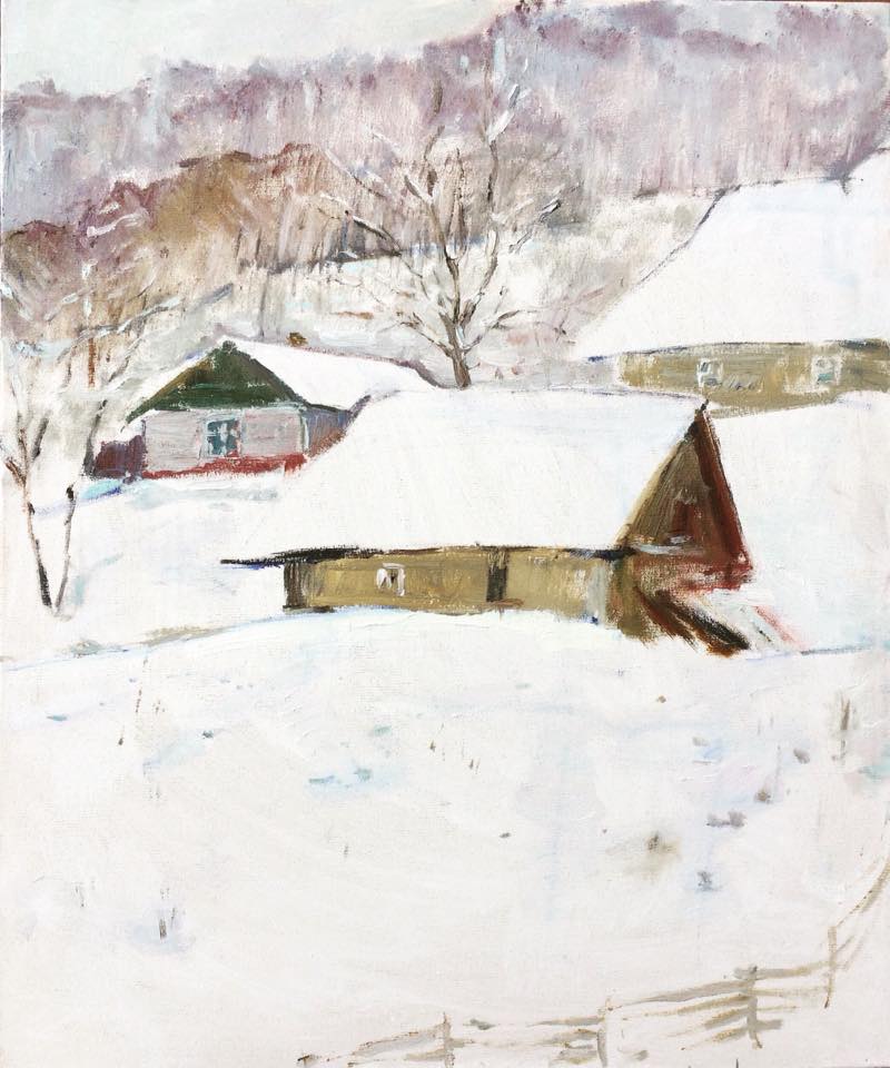 Frosty day in Vyzhnytsia,  2019, 60x50, oil on canvas