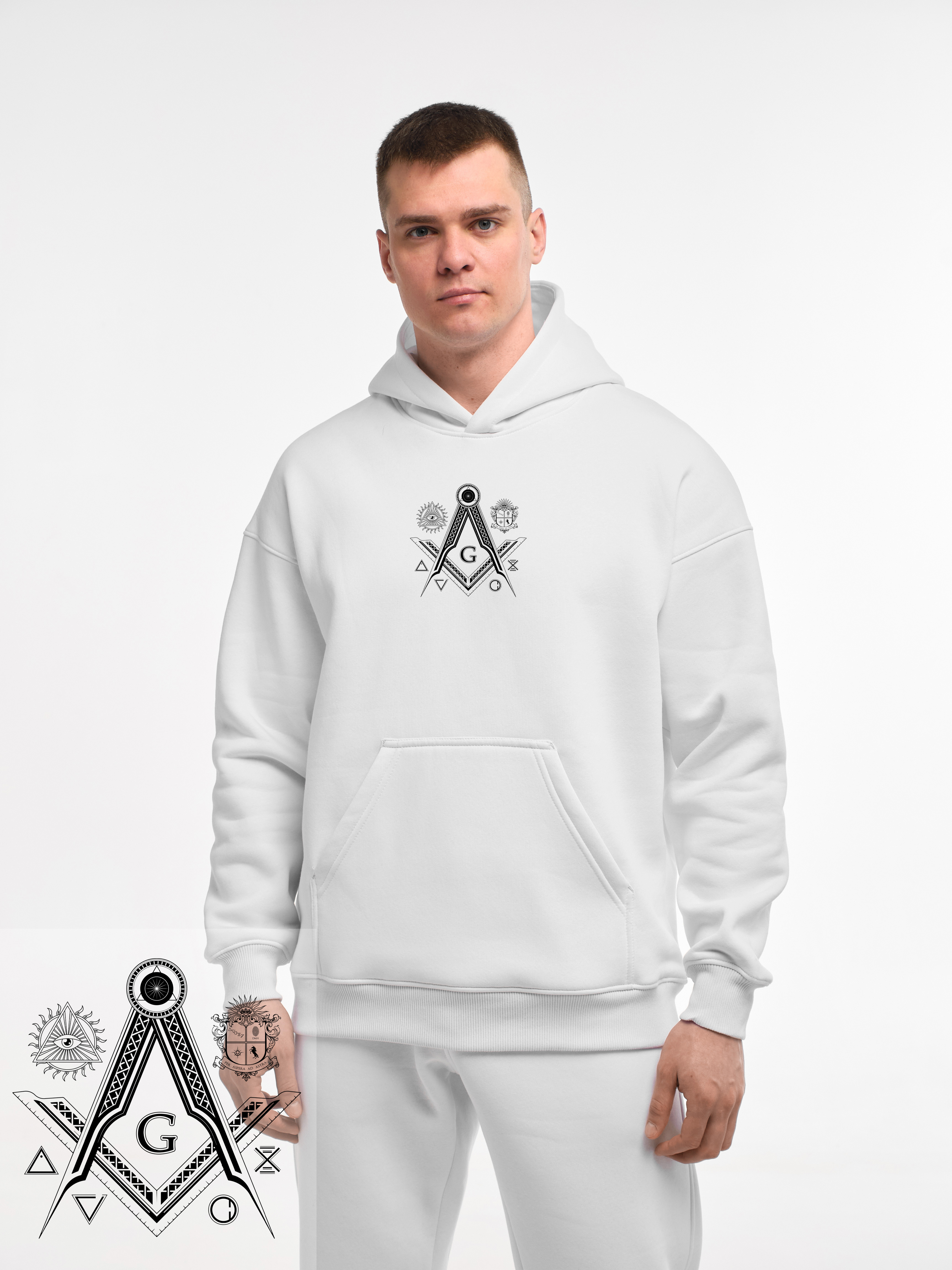 HOODIE "FREEMASONRY" | POCKET | WHITE EMOTION | XH1