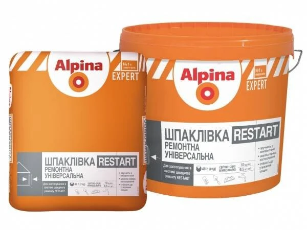 Шпаклівка акрилова Alpina Expert Restar "Шпаклівка фінішна інтер'єрна" Біла, 14 кг.