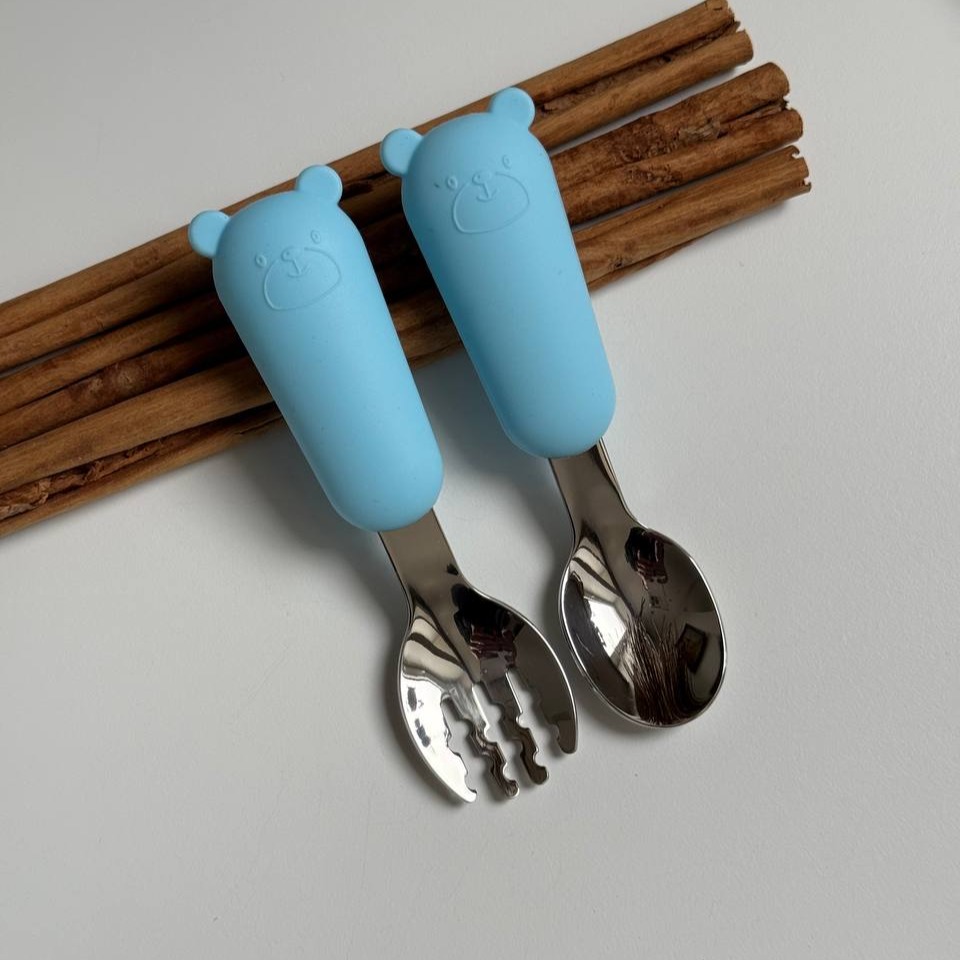 Прибори металеві "Ведмедики" Блакитний (Baby blue)