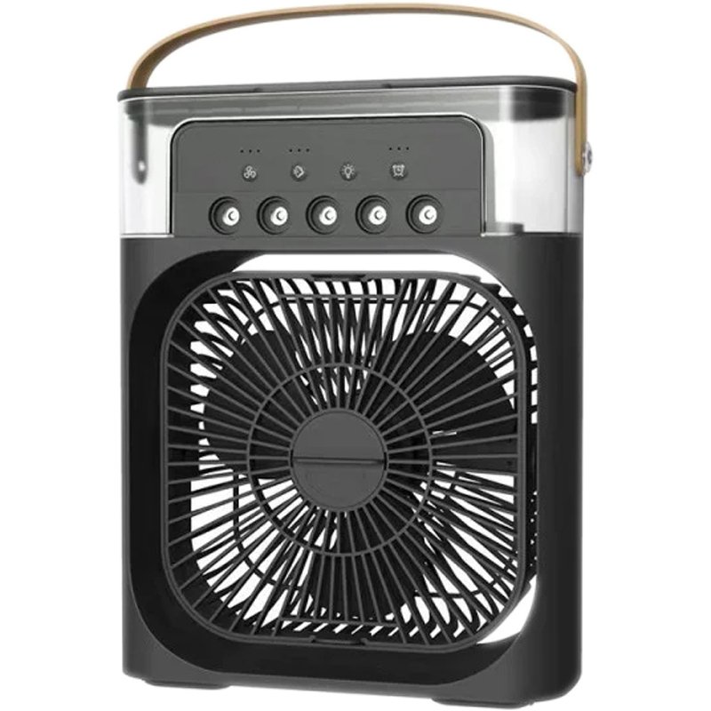 Настільний вентилятор Mini Cooling Fan зі зволожувачем повітря та LED підсвічуванням Black