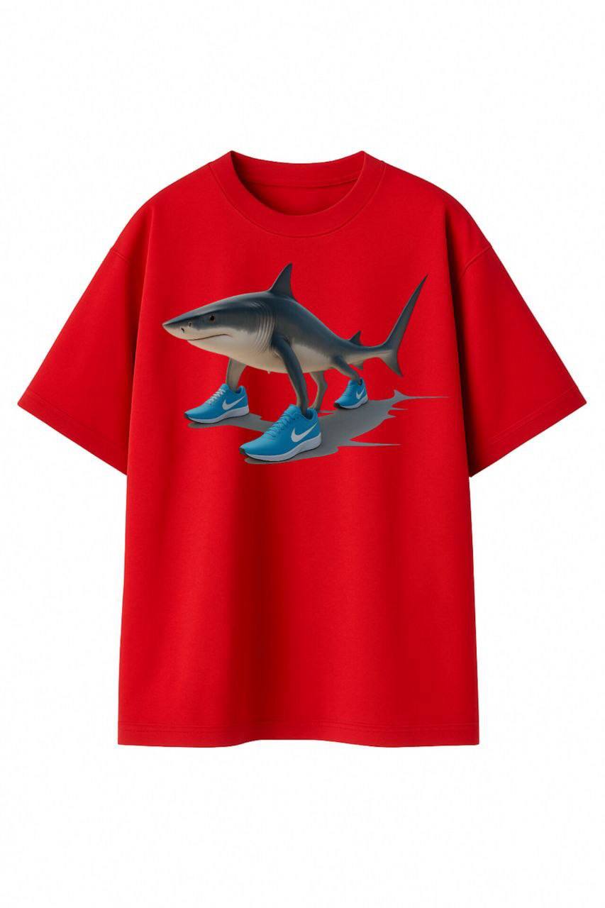 ФУТБОЛКА ОВЕРСАЙЗ ЧЕРВОНА З ПРИНТОМ "ТРАЛАЛЕО ТРАЛАЛА"СПЕРЕДУ