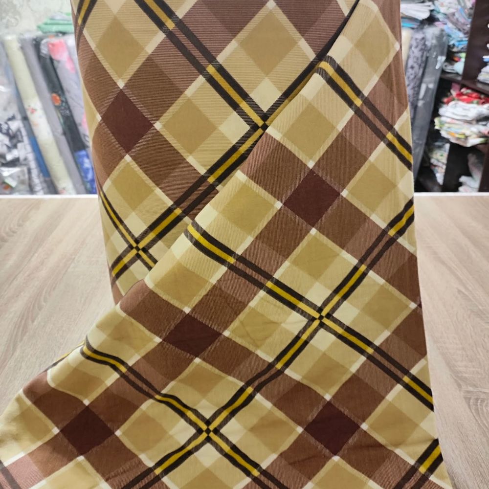 Тканина фланель-Клітина коричнево-бежева