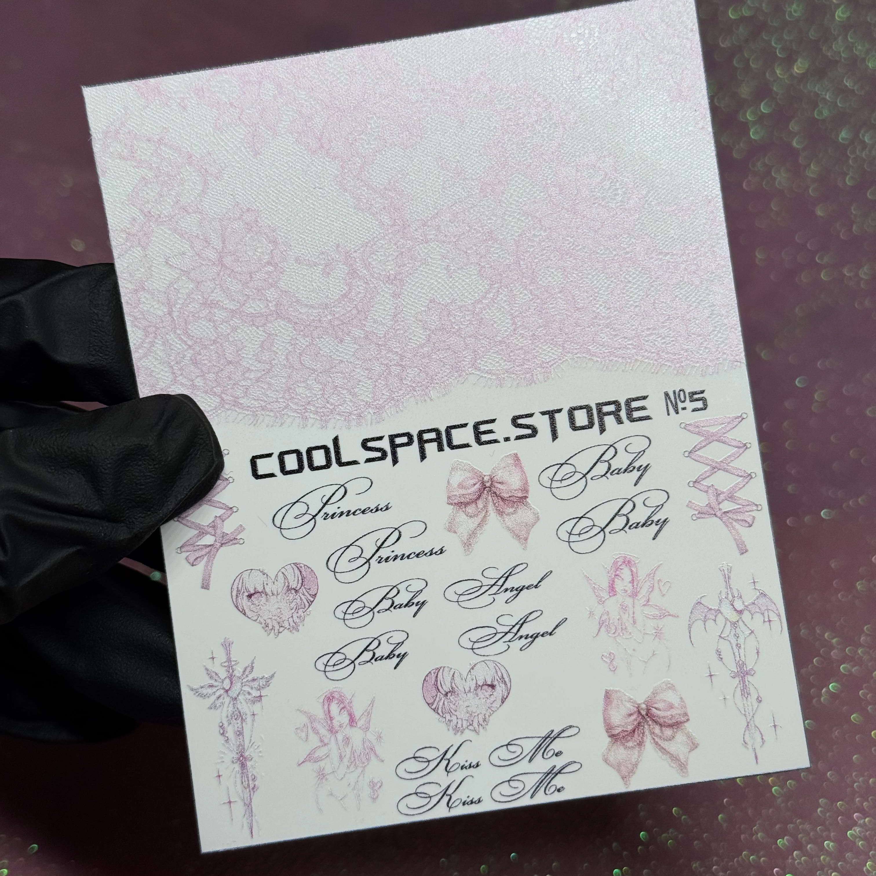 Слайдери для нігтів CoolSpace №5 "Рожеве мереживо"