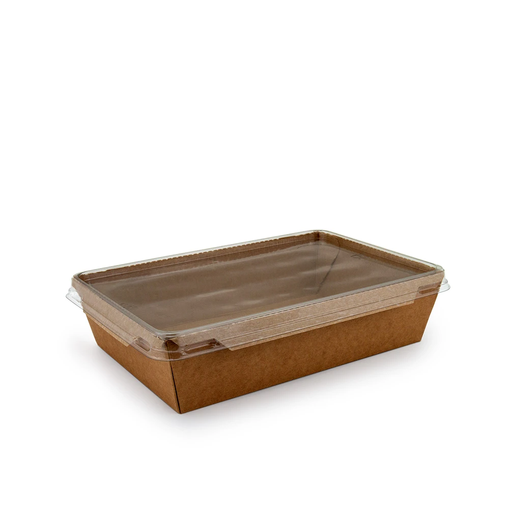 Салатник крафт паперовий 1200 мл з прозорою кришкою PET, 180*120*50 мм, 50 шт