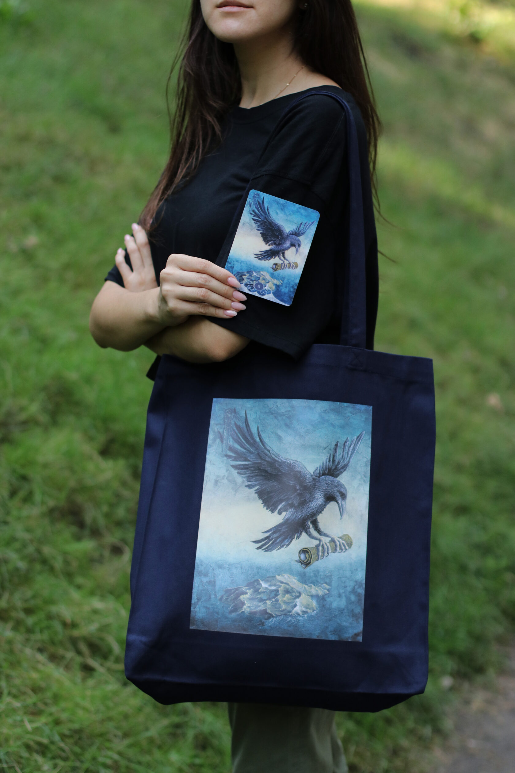 Dark blue «Crow» shopper bag