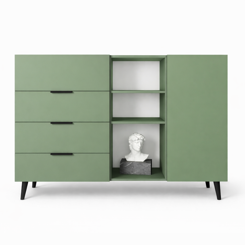 Комод з центральною нішею з полицями на ніжках