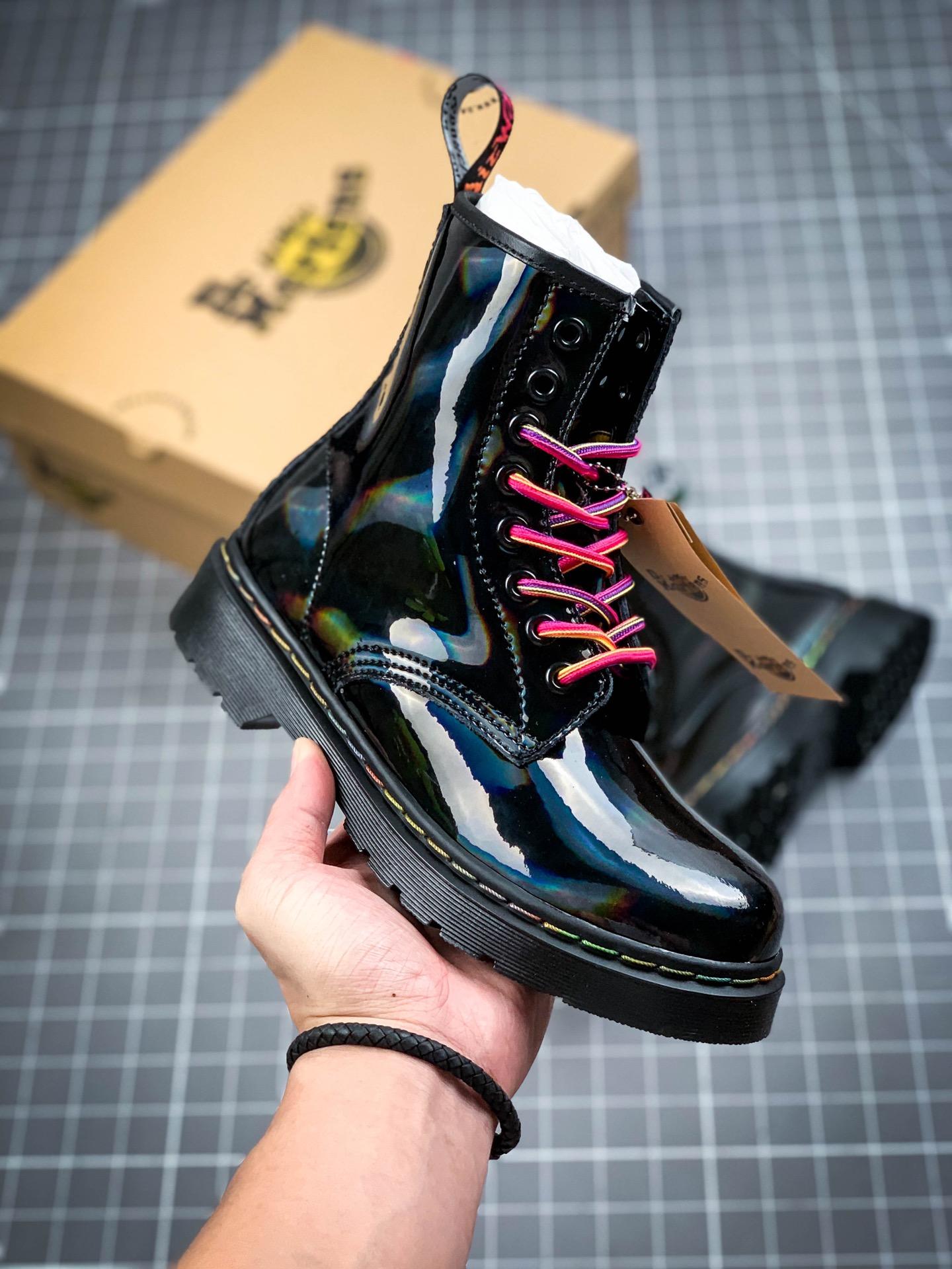 Dr.Martens 1460 Black rainbow patent boot