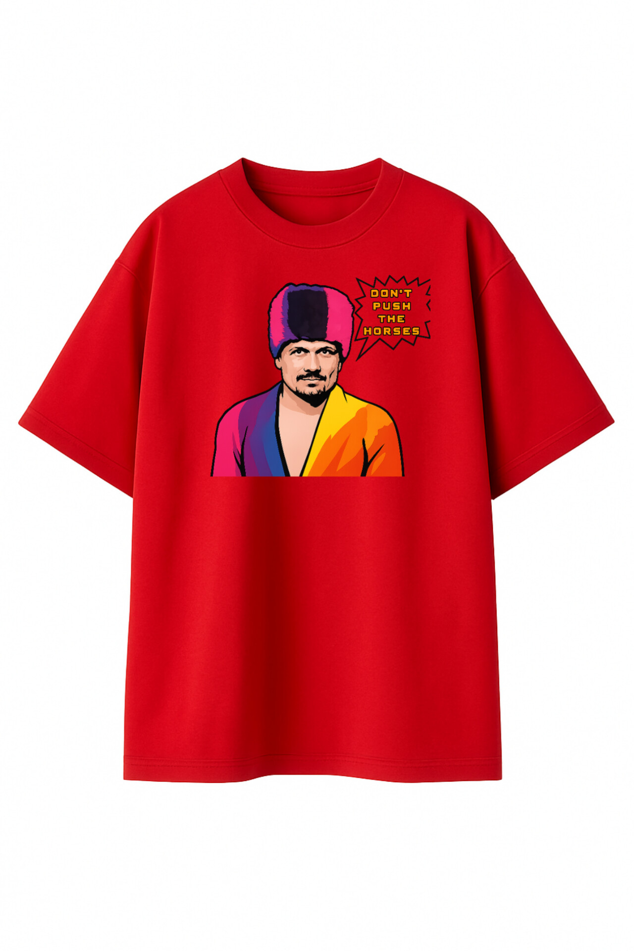 ФУТБОЛКА ОВЕРСАЙЗ ЧЕРВОНА З ПРИНТОМ "УСИК МЕМ"