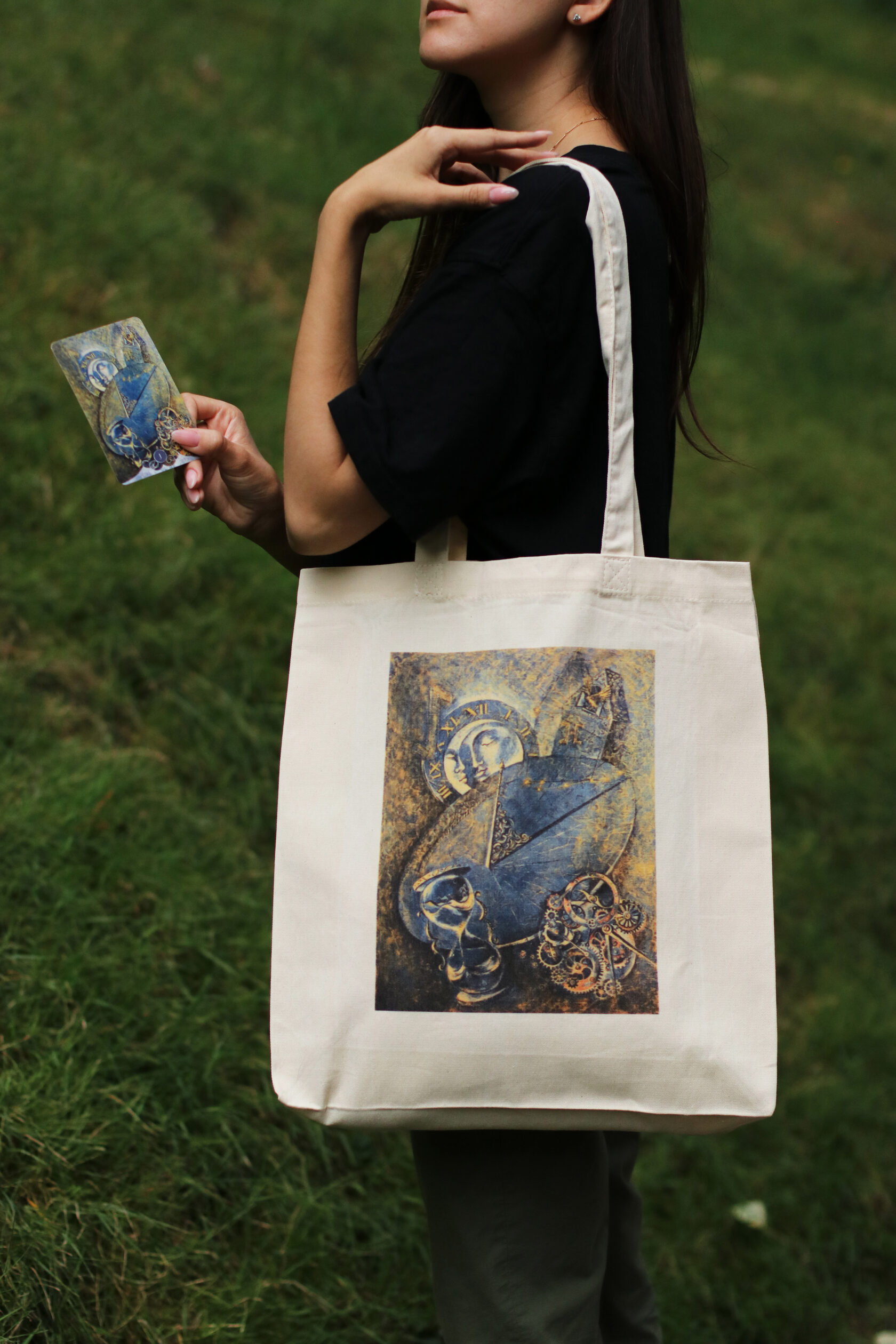 Beige «Clock» shopper bag (rune)