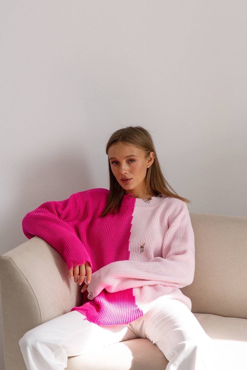 Вязаный свитер "Ребекка" - Розовый-ярко-розовый