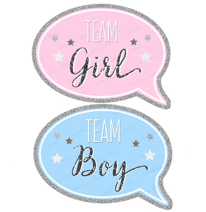 Таблички "Team boy", "Team girl" срібло від 2шт