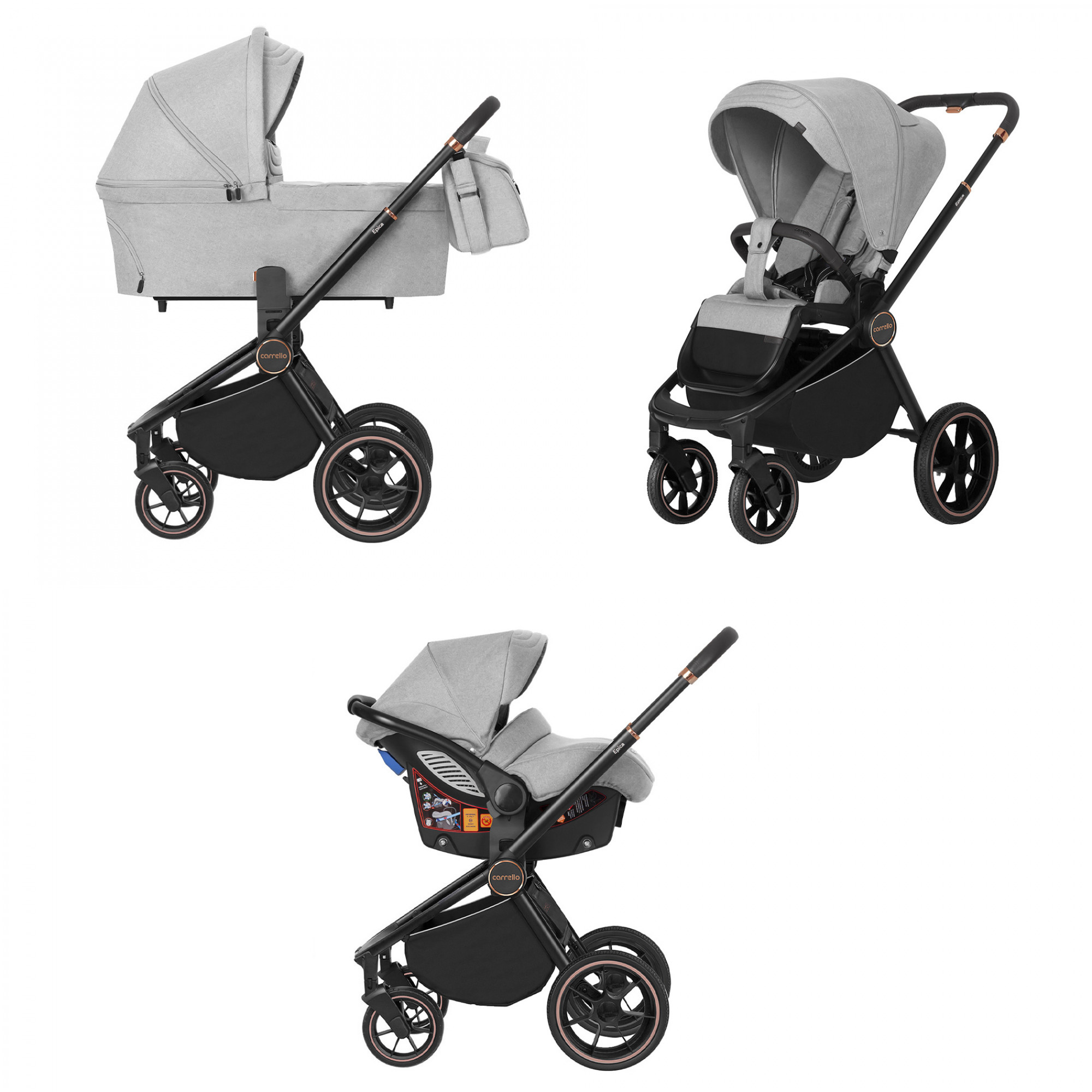 Коляска універсальна 3в1 CARRELLO Epica  (3in1) Silver Grey