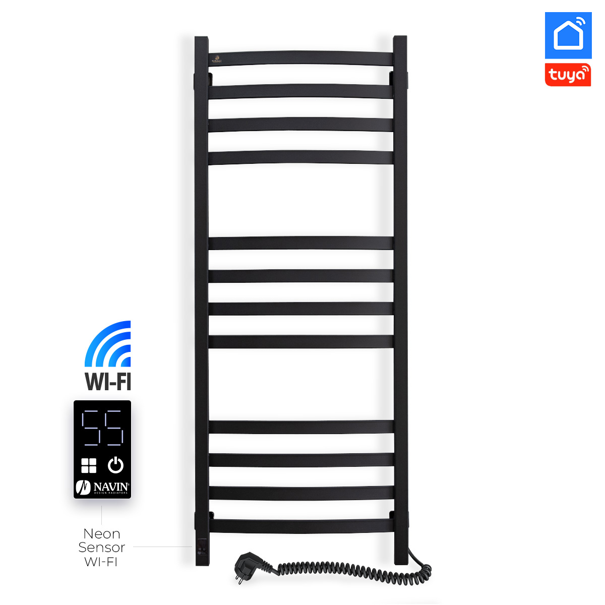 Рушникосушка електрична NAVIN Avalon 480×1200 Sensor з Wi-Fi права, чорний муар