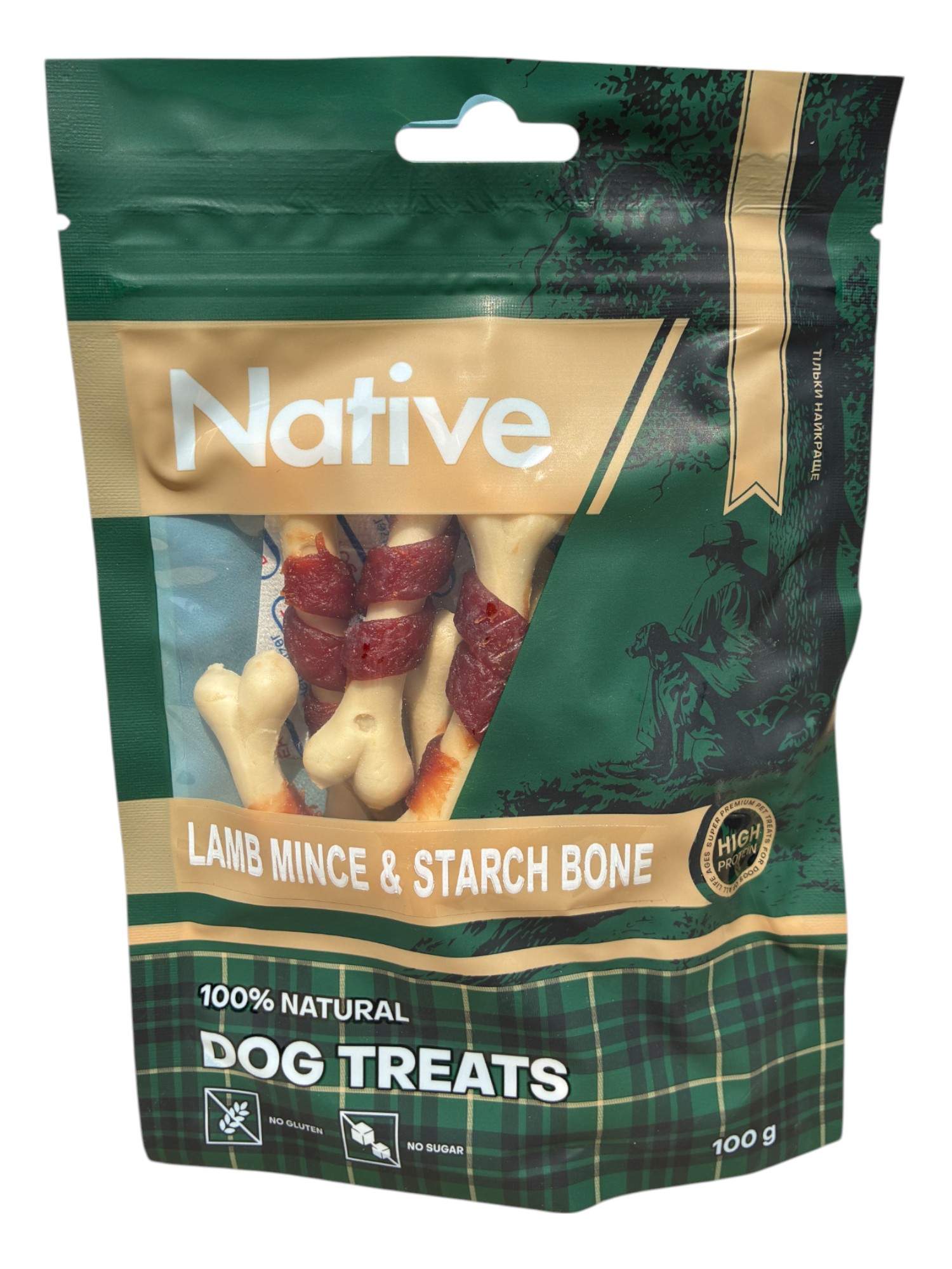 Native Dog Treats Sticker Lamb Mince & Starch Bone.Ласощі для собак. Фарш з ягня і крохмальна кістка 100 г