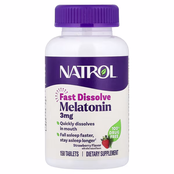 Natrol, Melatonin, Fast Dissolve, Strawberry, 3 mg, 150 Tablets