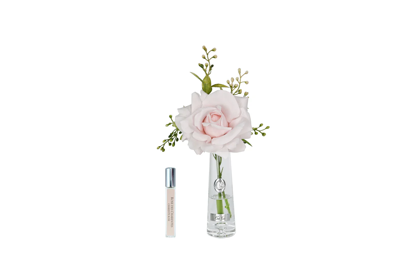 Аромаквіти Cote Noire 1 рожева троянда у конусоподібній вазі