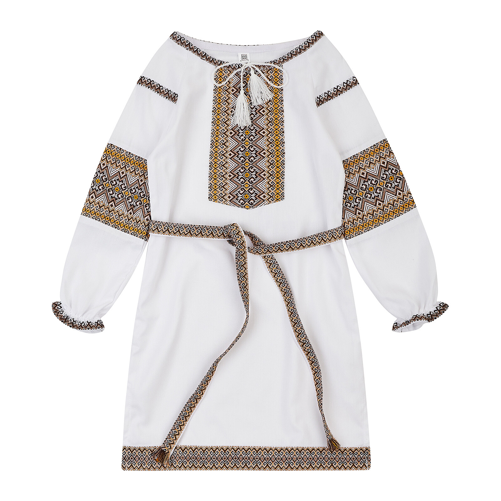 Сукня для дівчинки з бежевим орнаментом біла