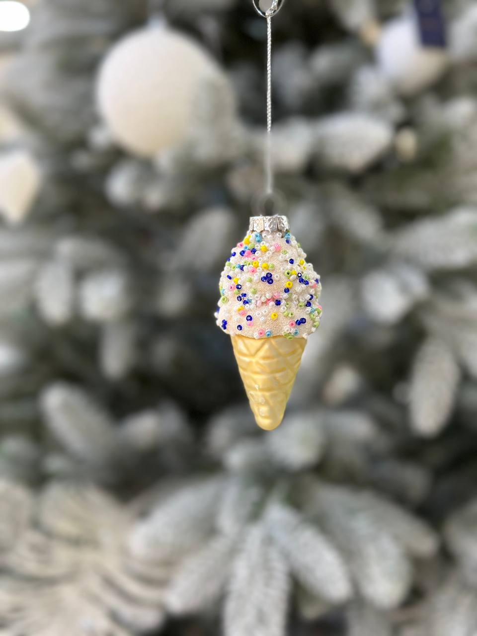 Фігурна ялинкова прикраса зі скла Рожок, 9 см