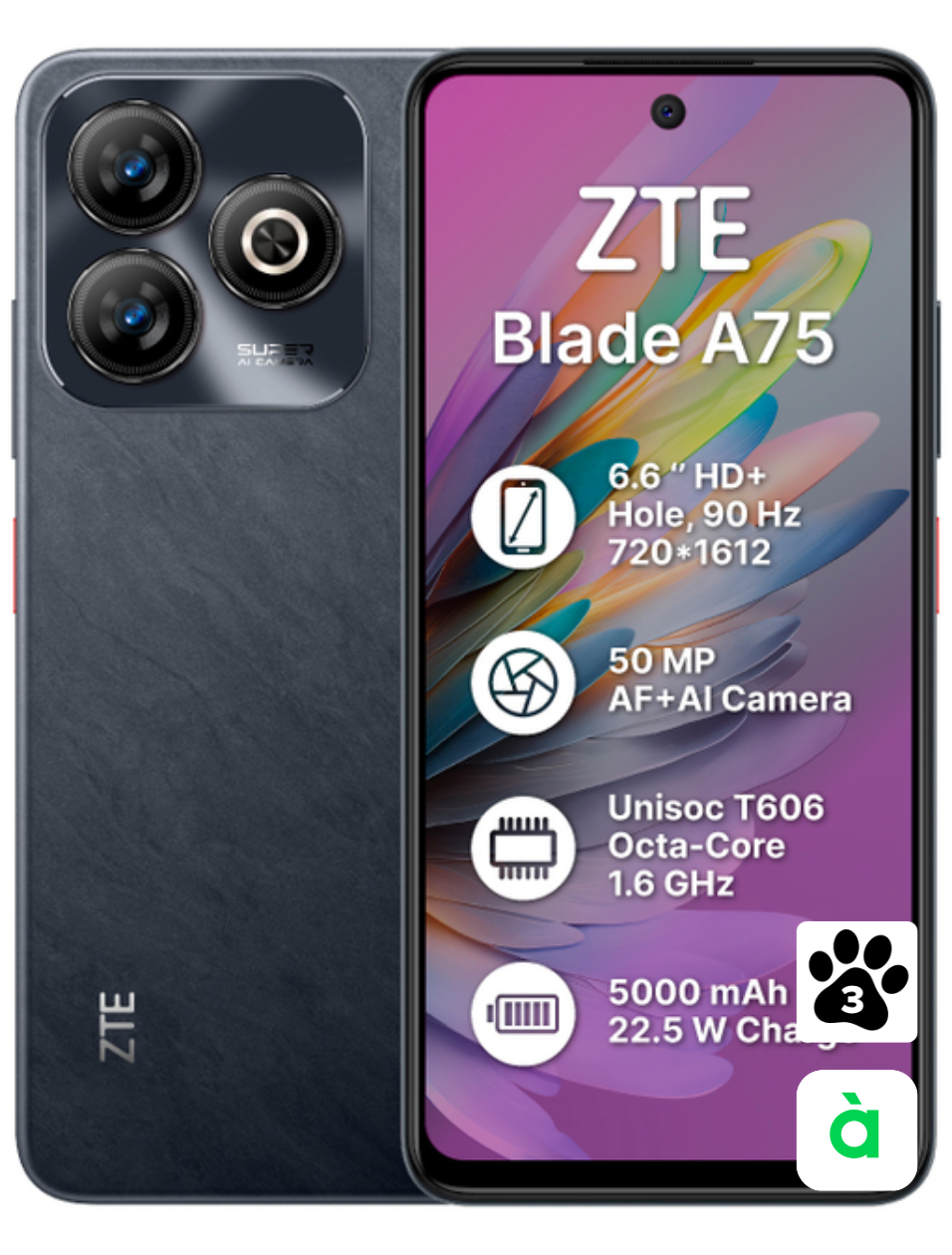 Мобільний телефон ZTE Blade A75 4+4 /128GB Black