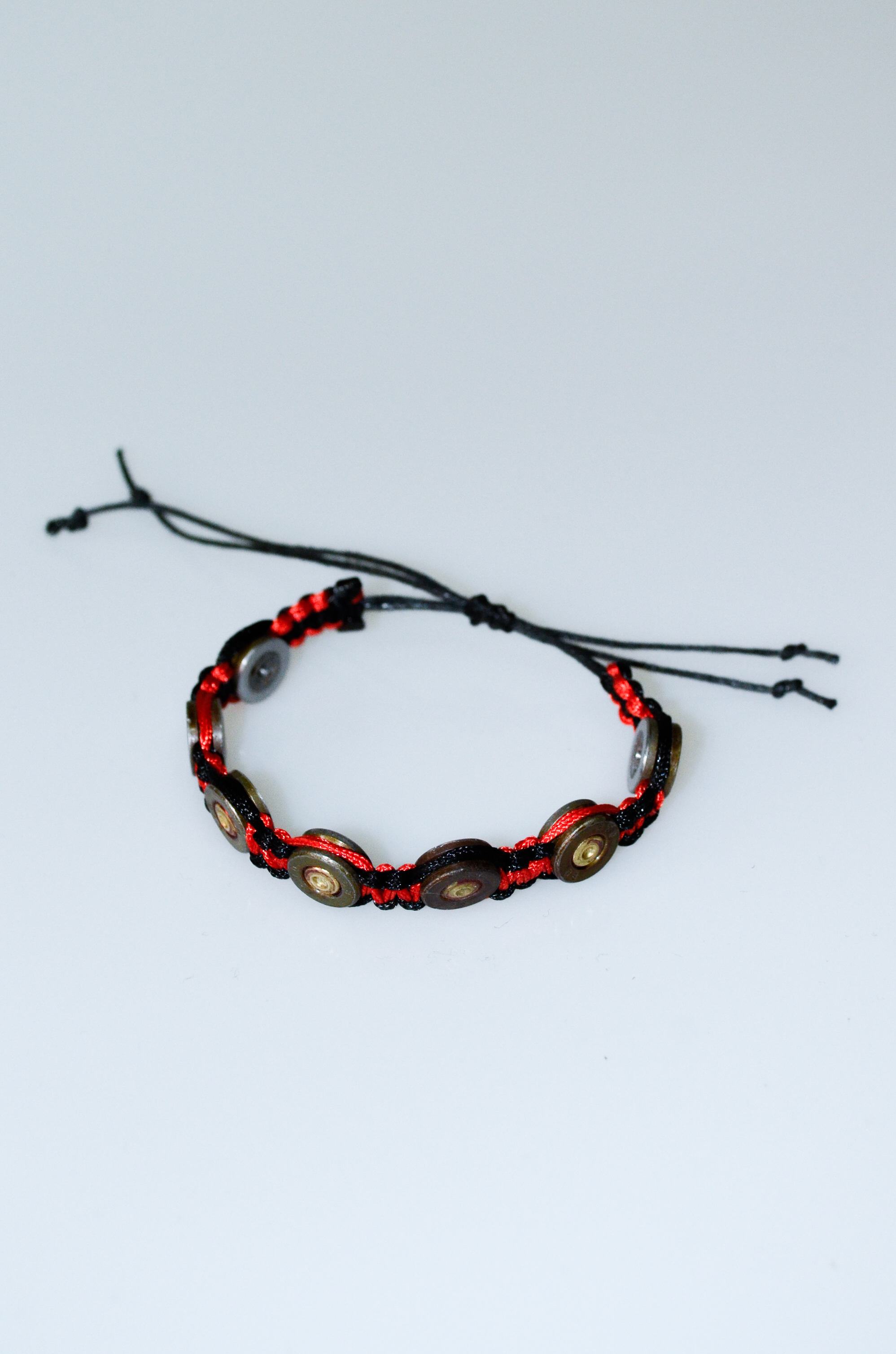 Bracelet made from spent shell casings Red and black