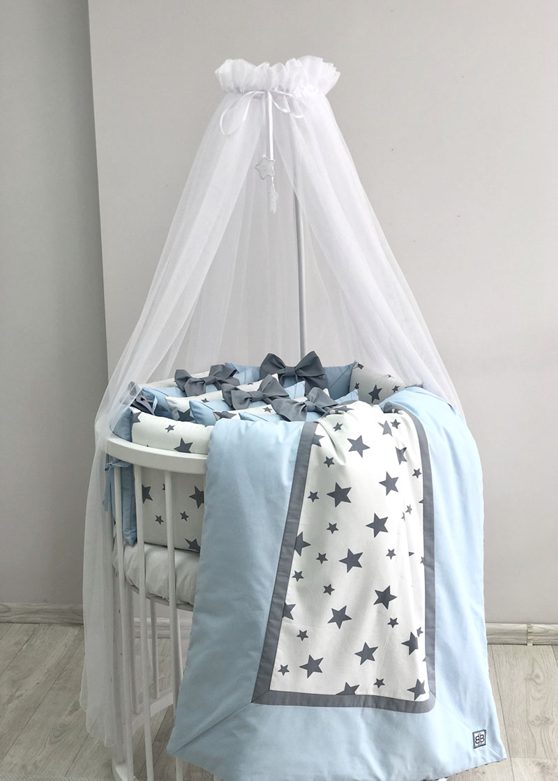 Комплект Колекція №4 Зірки блакитний (овальне ліжко)
