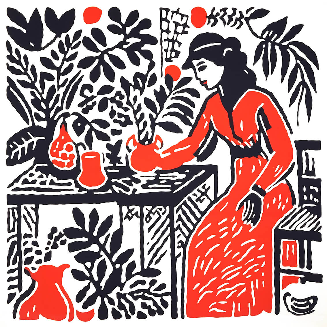 Matisse sketch I, 30x30 cm, original acrylic painting on paper