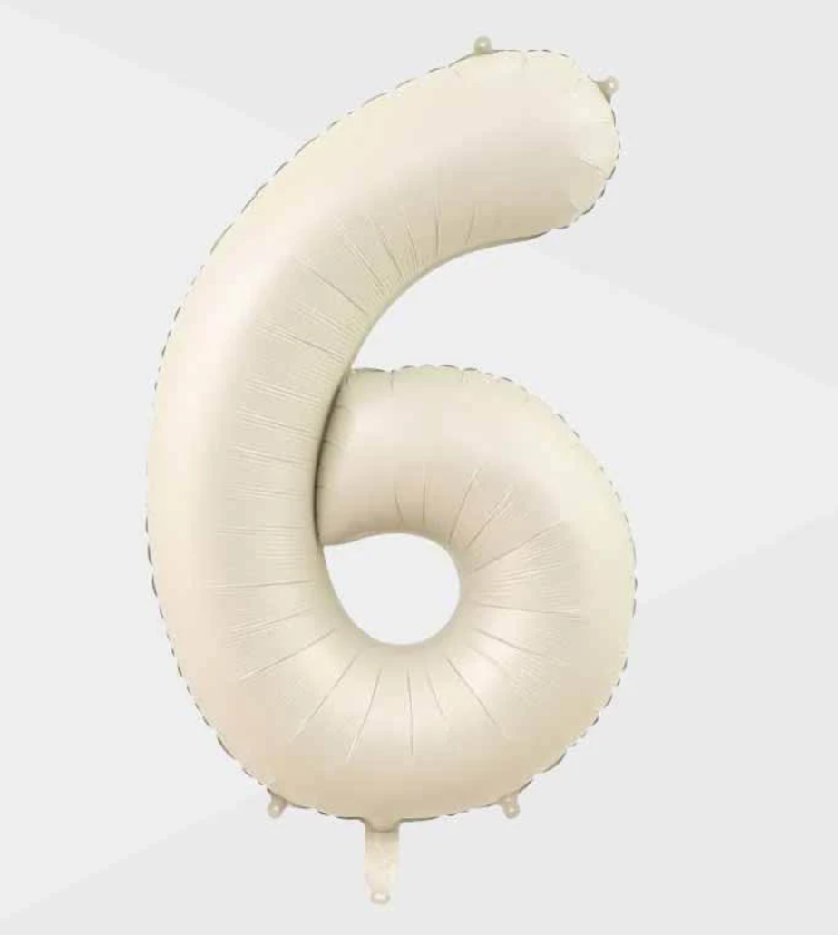 34 inch Number 6 Beige Helium Balloon