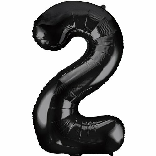 34 inch Number 2 Black Helium Balloon