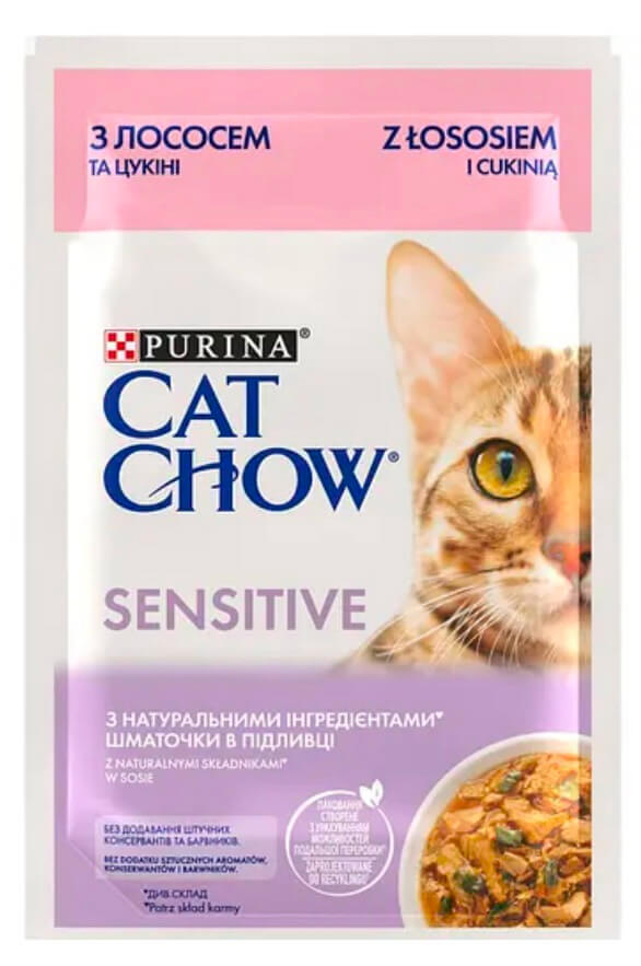 Кет Чау Sensetive. З лососем та цукіні в желе. Конс/кот 26х85г