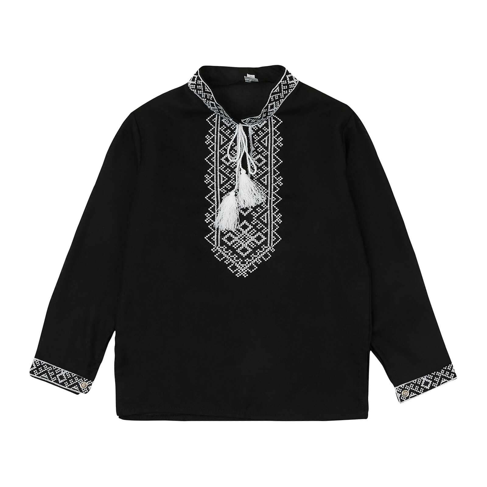 Сорочка вишита з довгими рукавами для хлопчика чорний льон