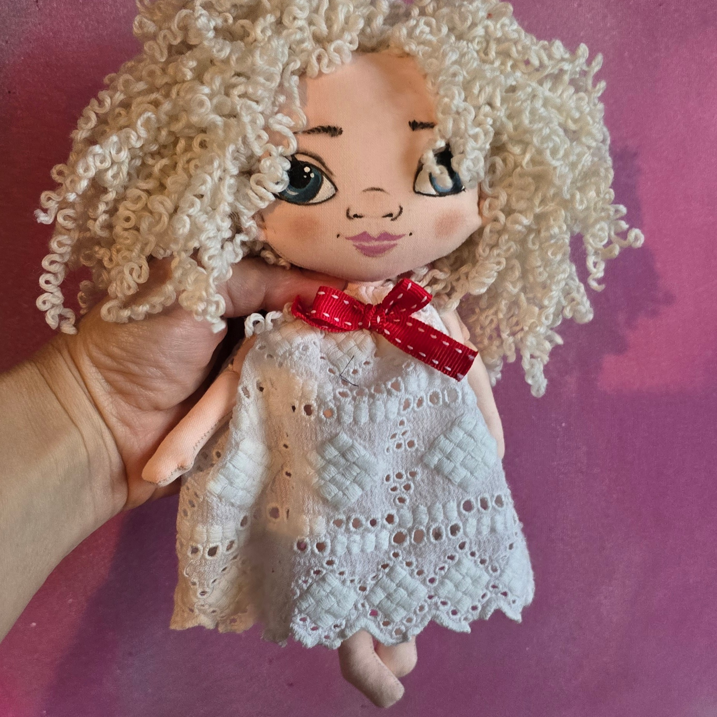 Textile Doll in white dress