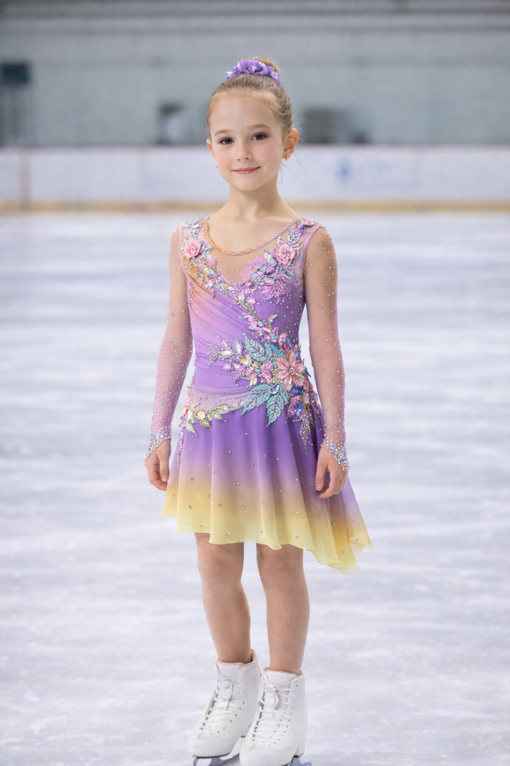 Custom made floral ice skating dress