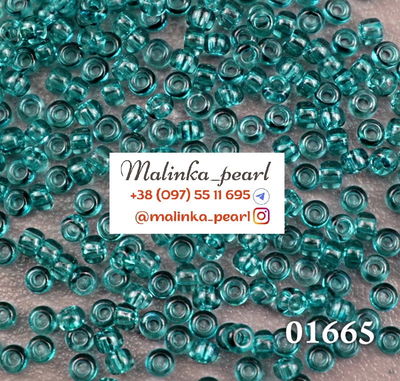 Бісер темно-бірюзовий, кристальний
