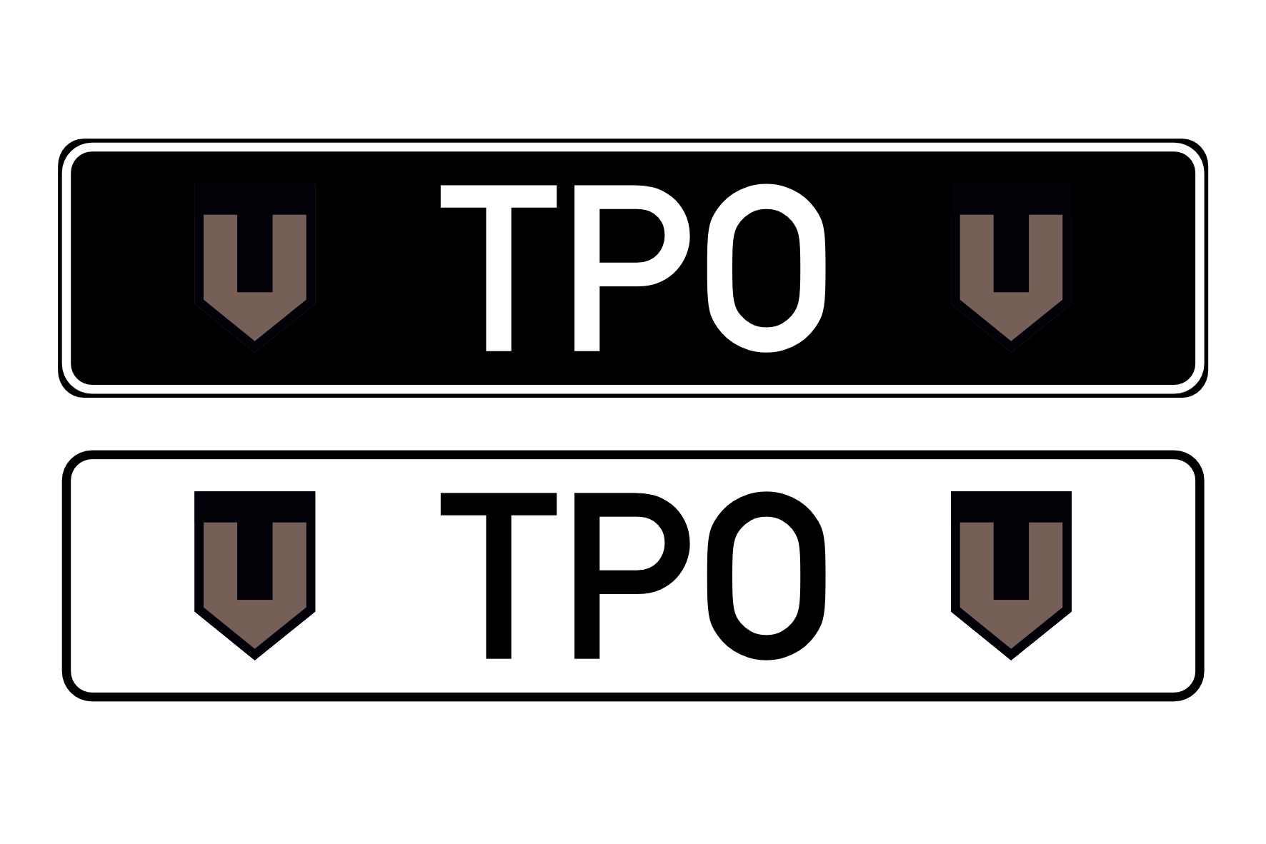 Сувенірний номер "ТРО" чорний/білий фон з емблемами, 1 шт
