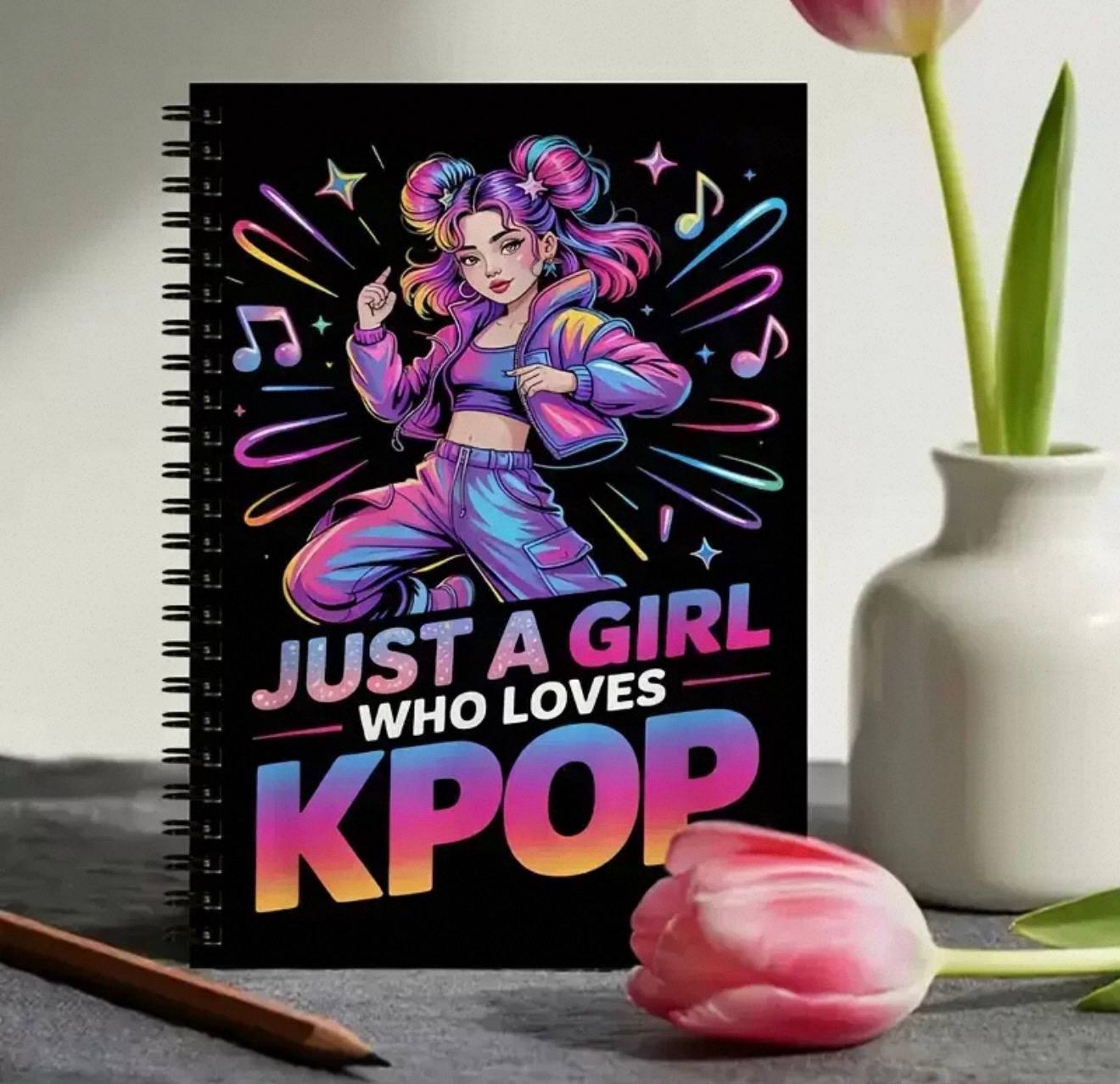 Блокнот для нотаток на спіралі «Just a Girl Who Loves K-POP»