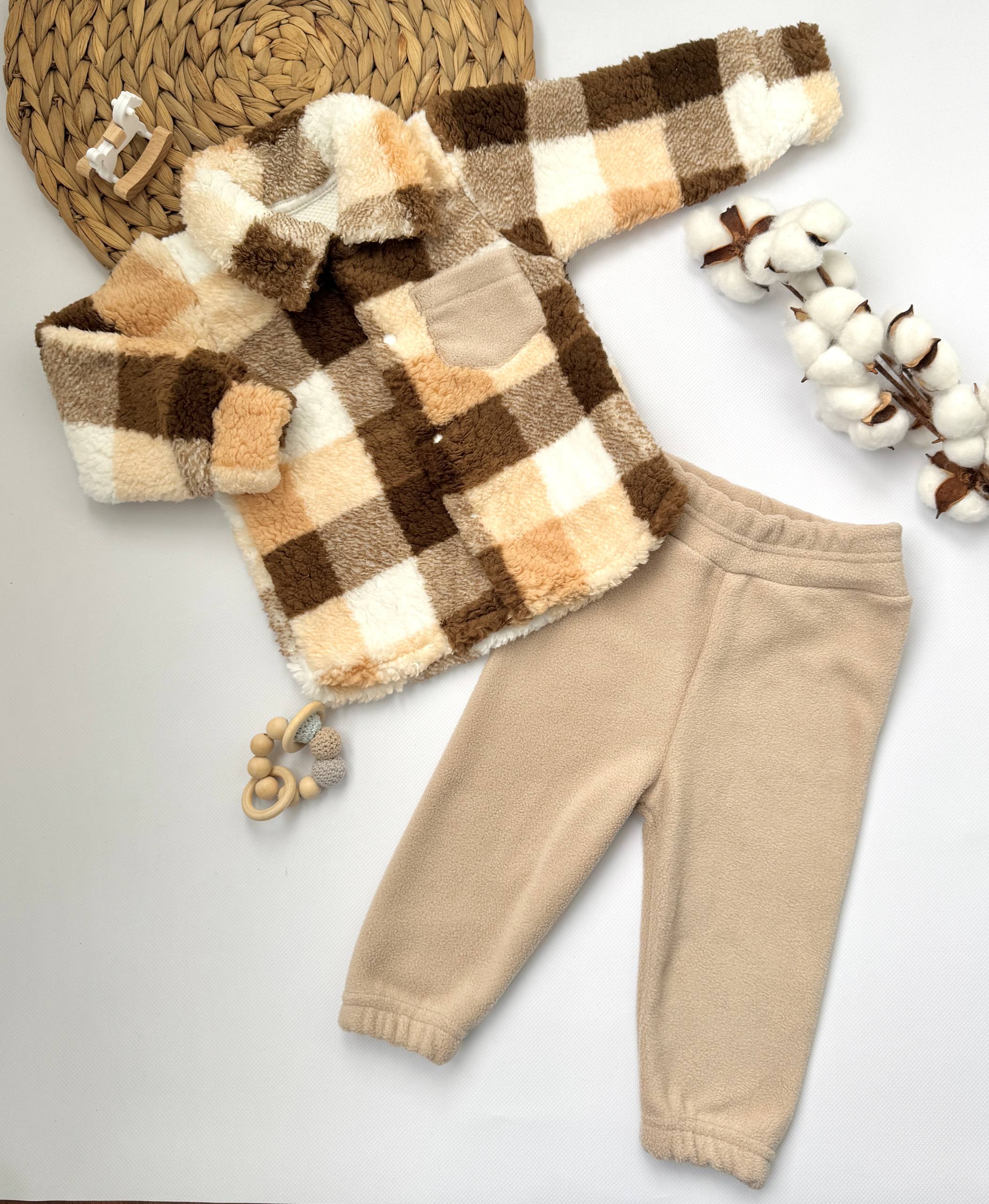 Комплект для новорождённого из байки и флиса 62,68,74