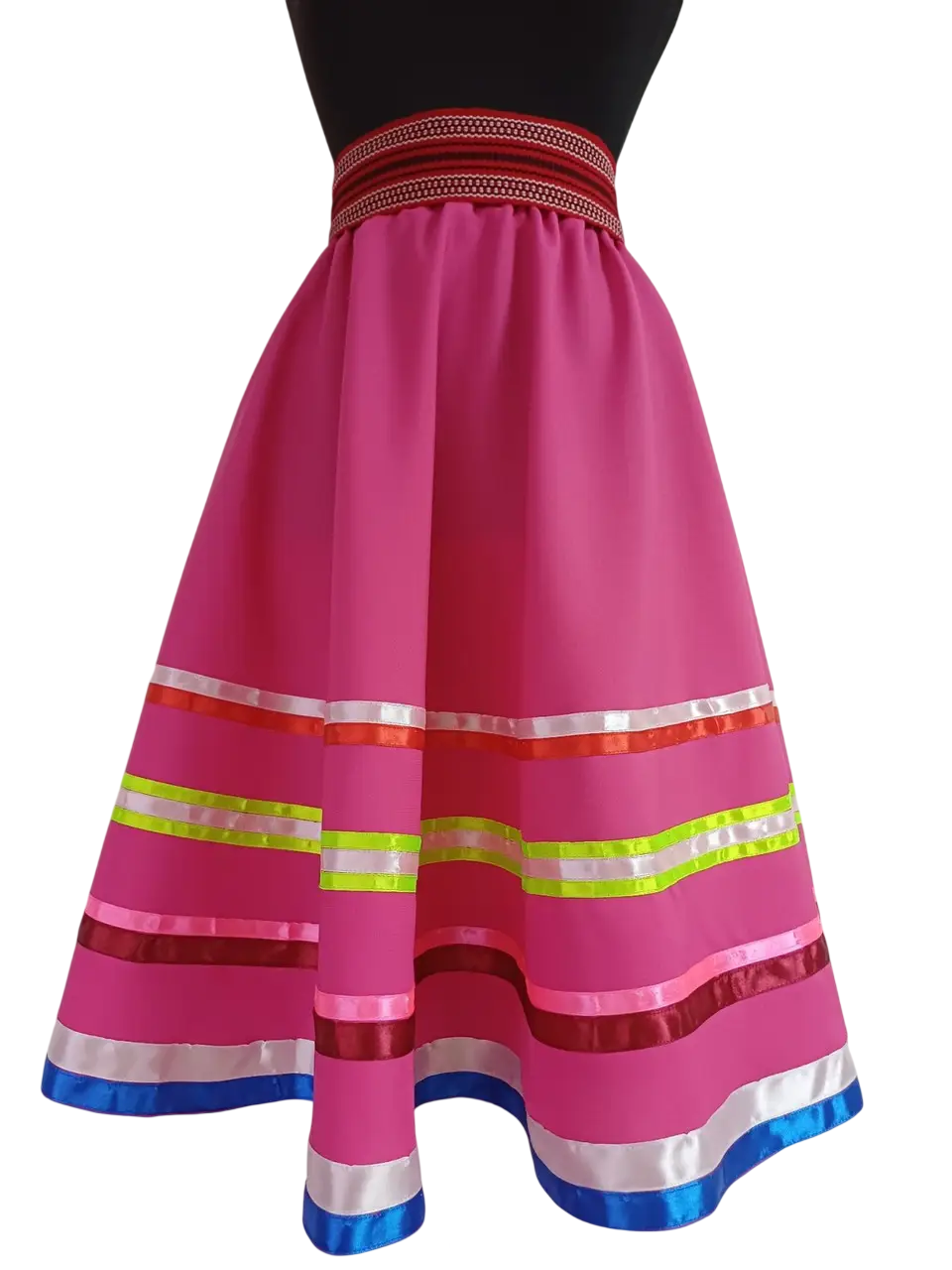 Спідниця напівкльош зі стрічками рожева