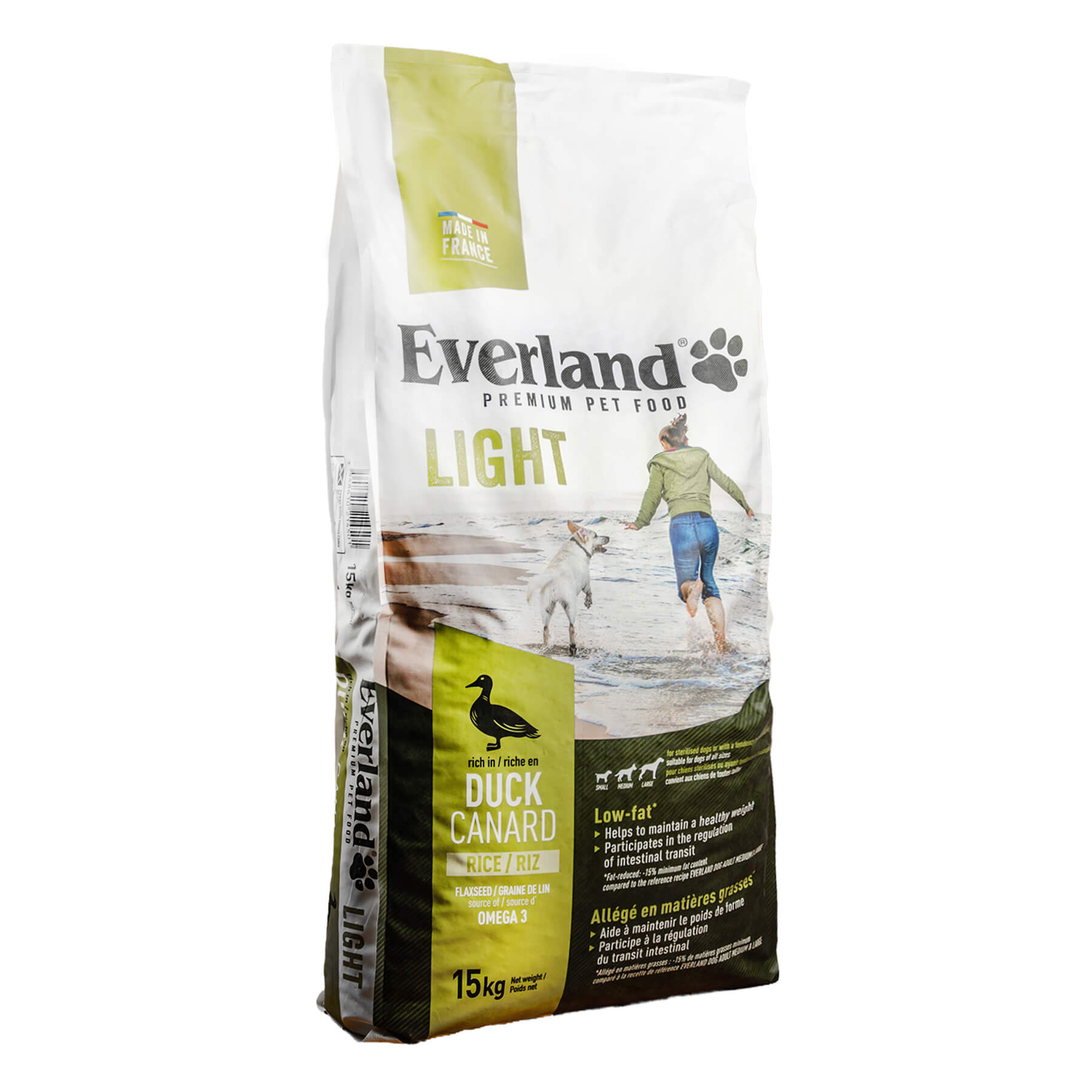 Корм Еверленд д/собак стерилізованих та схильних до ожиріння з качкою 15кг