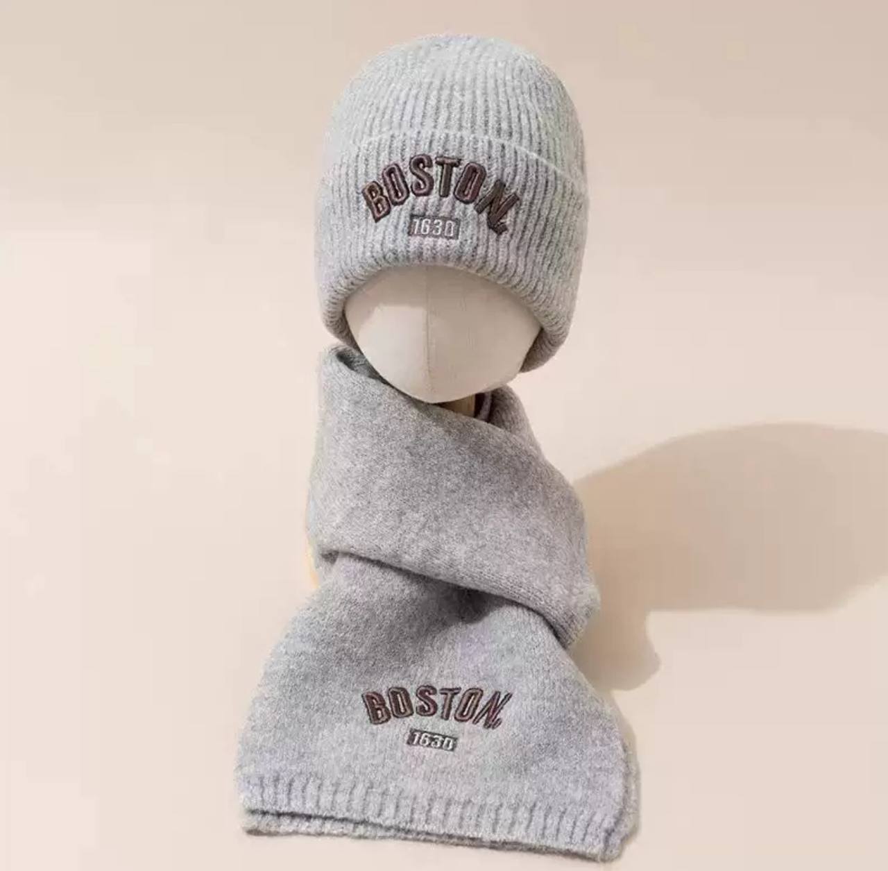 Набір Шапка-біні та шарф, сірий Boston