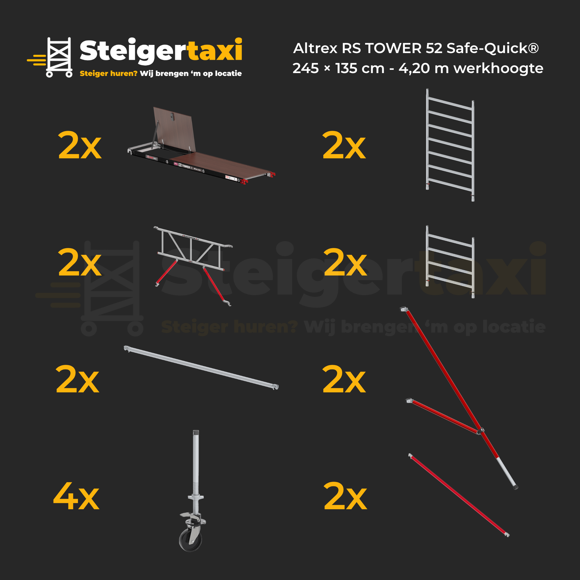 Altrex RS TOWER 52 Safe-Quick® Rolsteiger huren - 245 × 135 cm - 4,20 m werkhoogte
