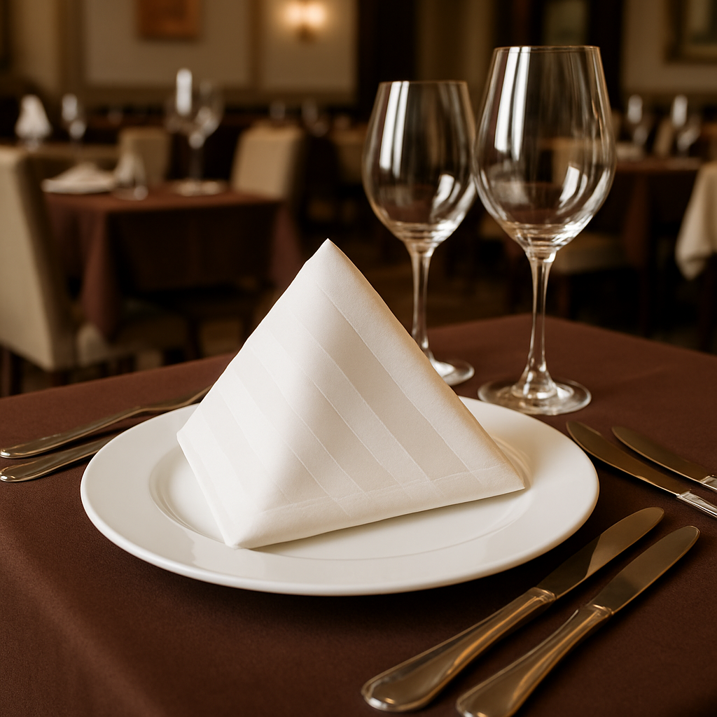 Серветки на стіл із страйп сатіну "Біла ніч"