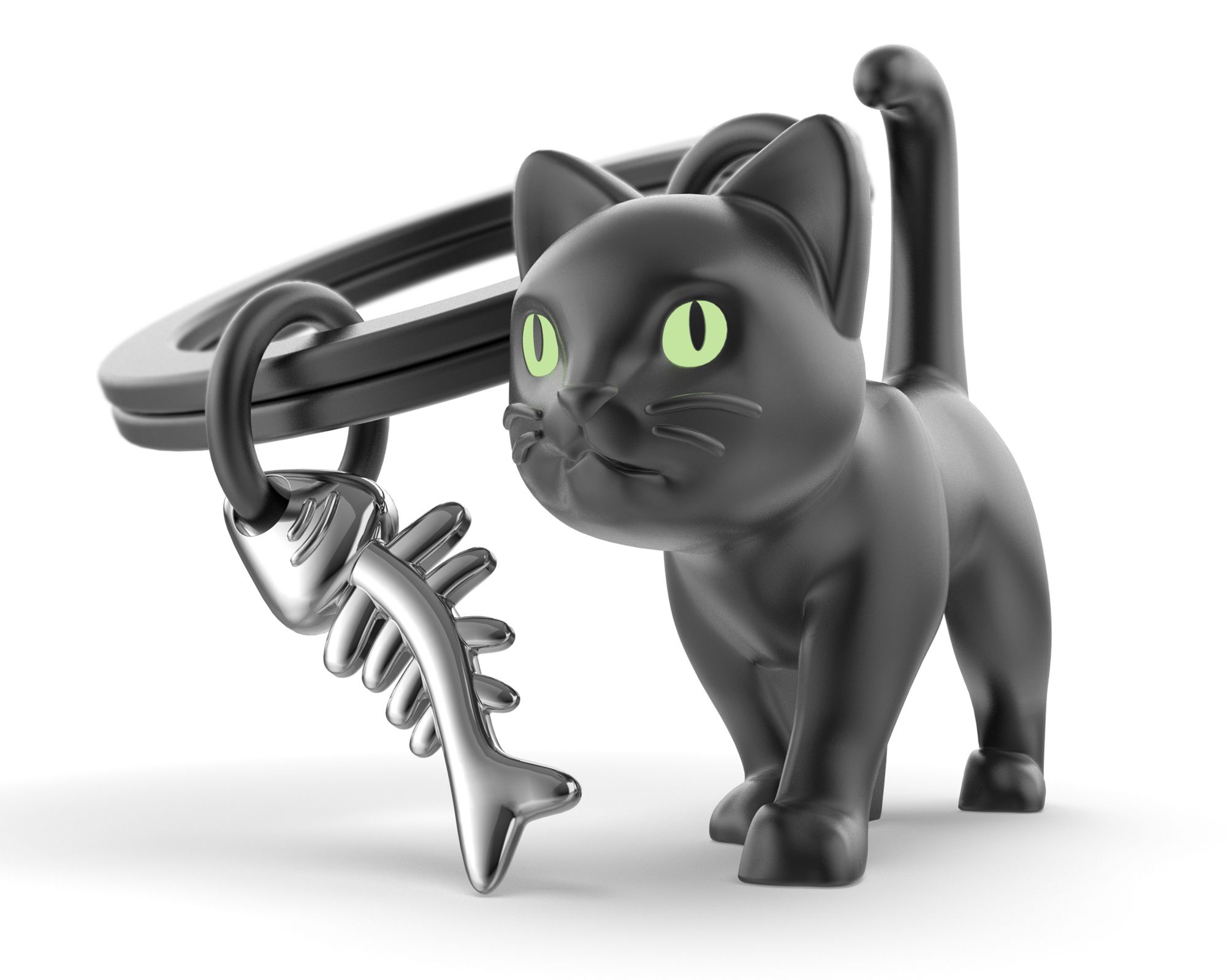 Брелок Metalmorphose Black Cat Theme with Fish Bone Charm – стильний металевий аксесуар для ключів