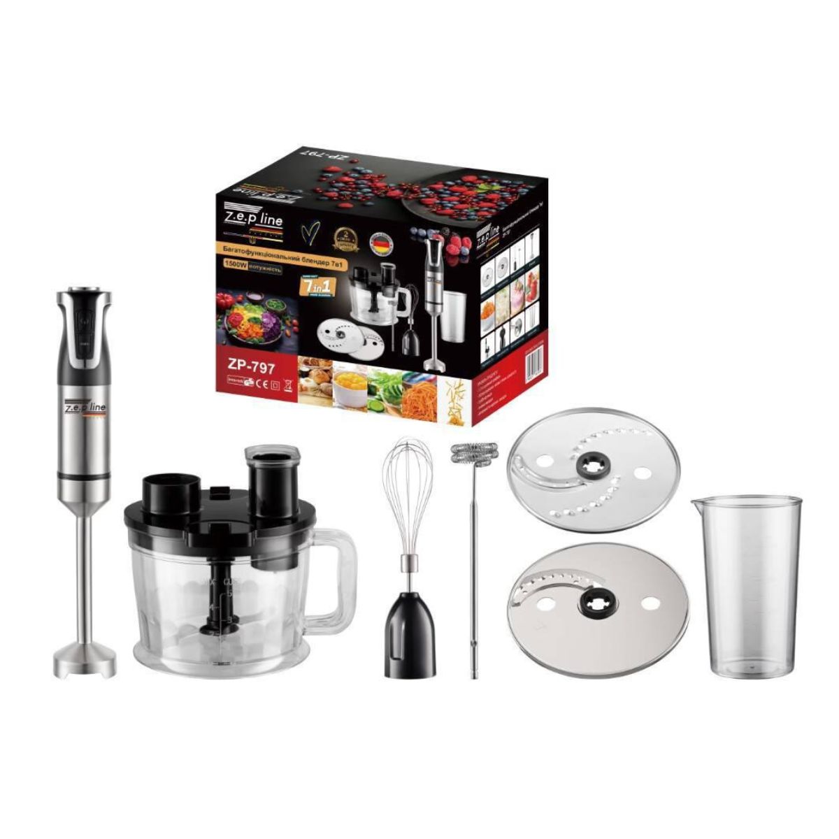 Багатофункціональний блендер Zepline 7в1 ZP-797 (1500 Вт) Чорний